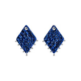 Sterling Silver Earrings with crushed royal blue Lapis Lazuli rhombus-shaped stones that are interchangeable.