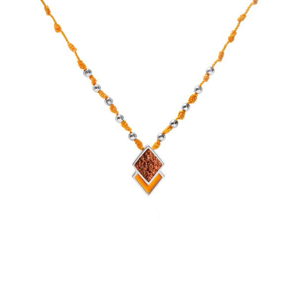 Orange Mosaic Rope Necklace