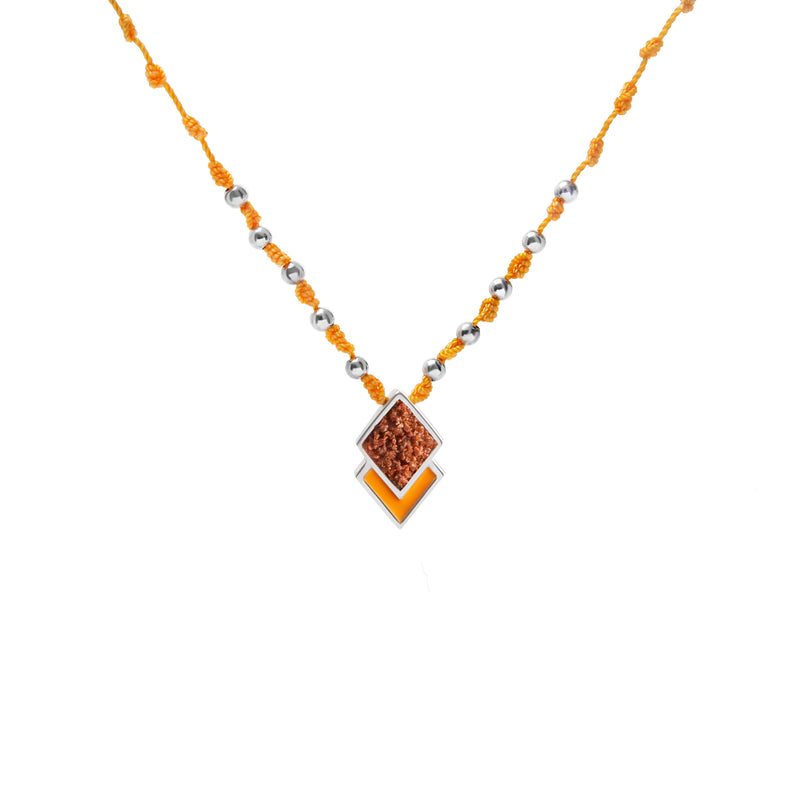 Orange Mosaic Rope Necklace